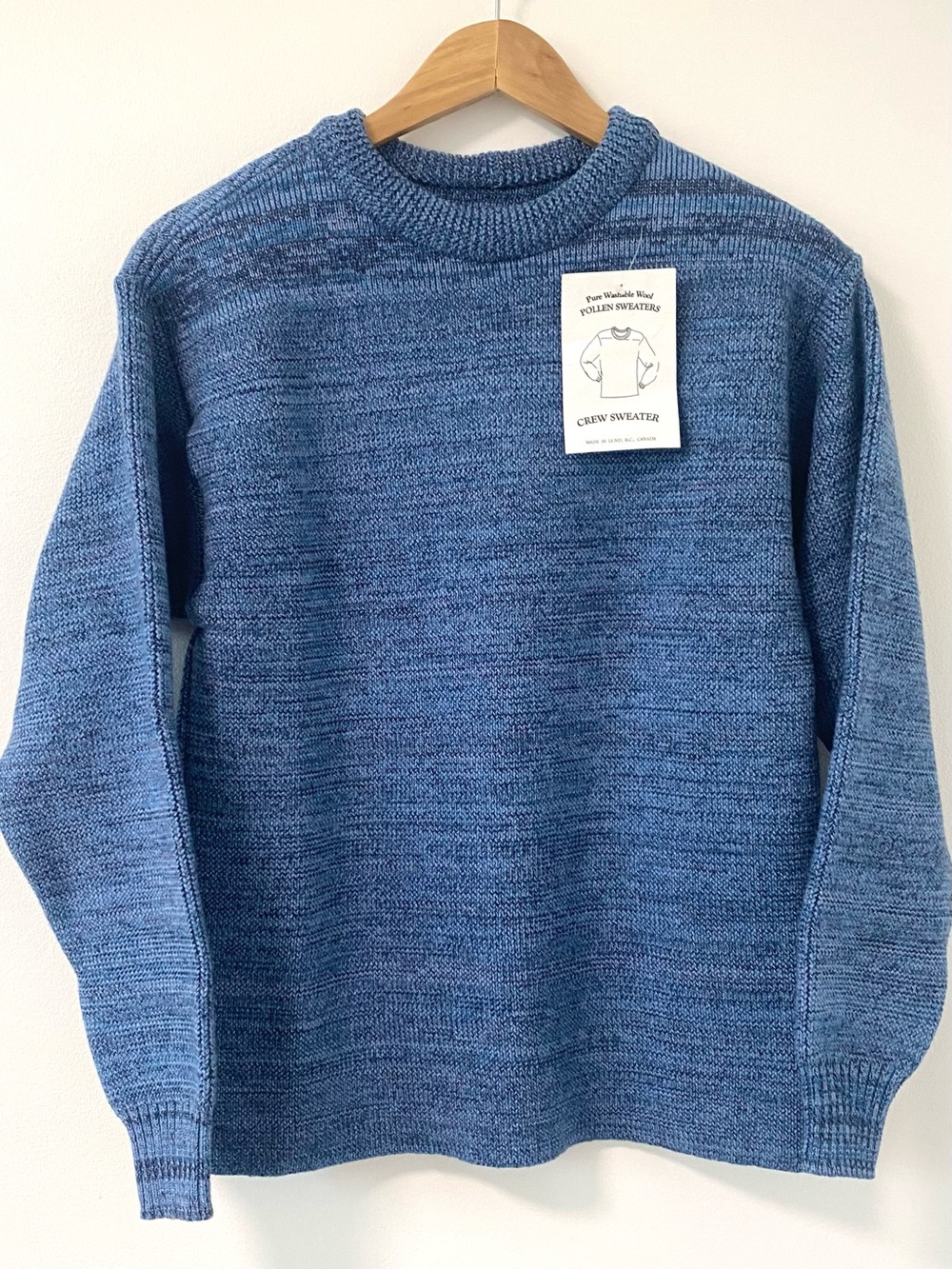 Superwash Merino Wool Pollen Knit Sweater Blue Ladies Crew Medium Canada NWT